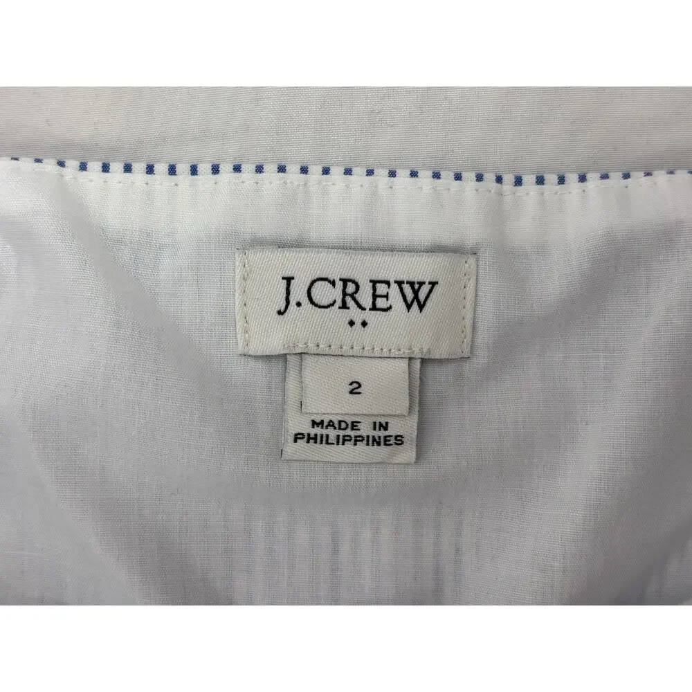 J.Crew Factory Blue White Stripe Seersucker Button Front Sun Dress Lined Size 2